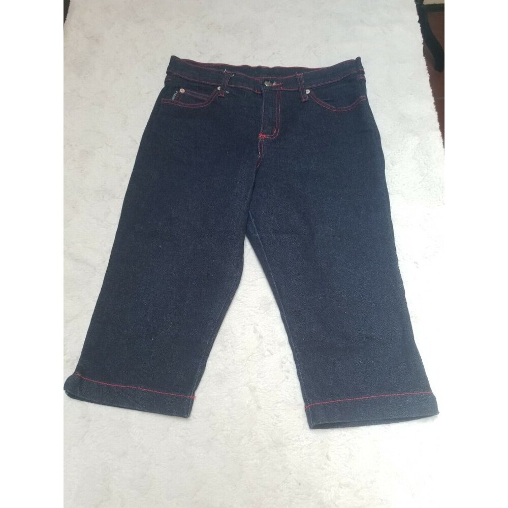 Watch L.A. Women's Size 15-16 Blue Denim Cuffed Bermuda Jean Shorts Five-Pocket
